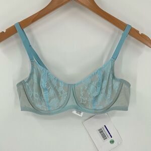Wolford Katharina Lace Bra Underwire Light Aquamarine Blue Nude Women 36B NEW